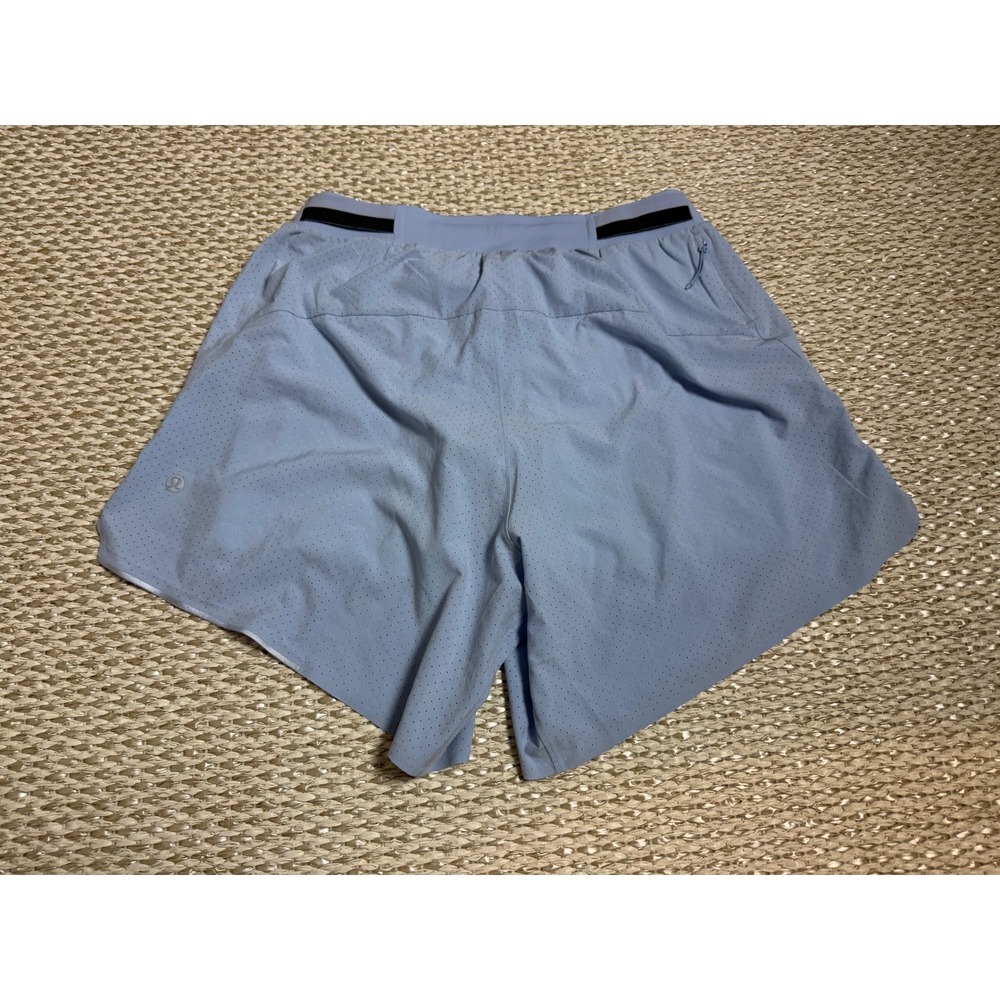 Lululemon Fast and Free Lined Short 6 Mens Blue Perforated Running Training M